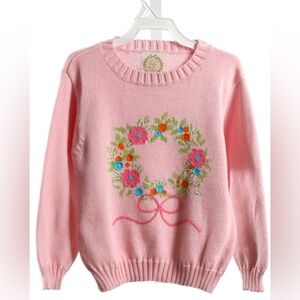 Beaufort Bonnet Company Isabelles Intarsia Wreath Sweater Palm Beach Pink Sz 5